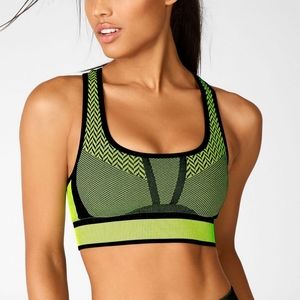 Fabletics neon and black high impact sports bra
